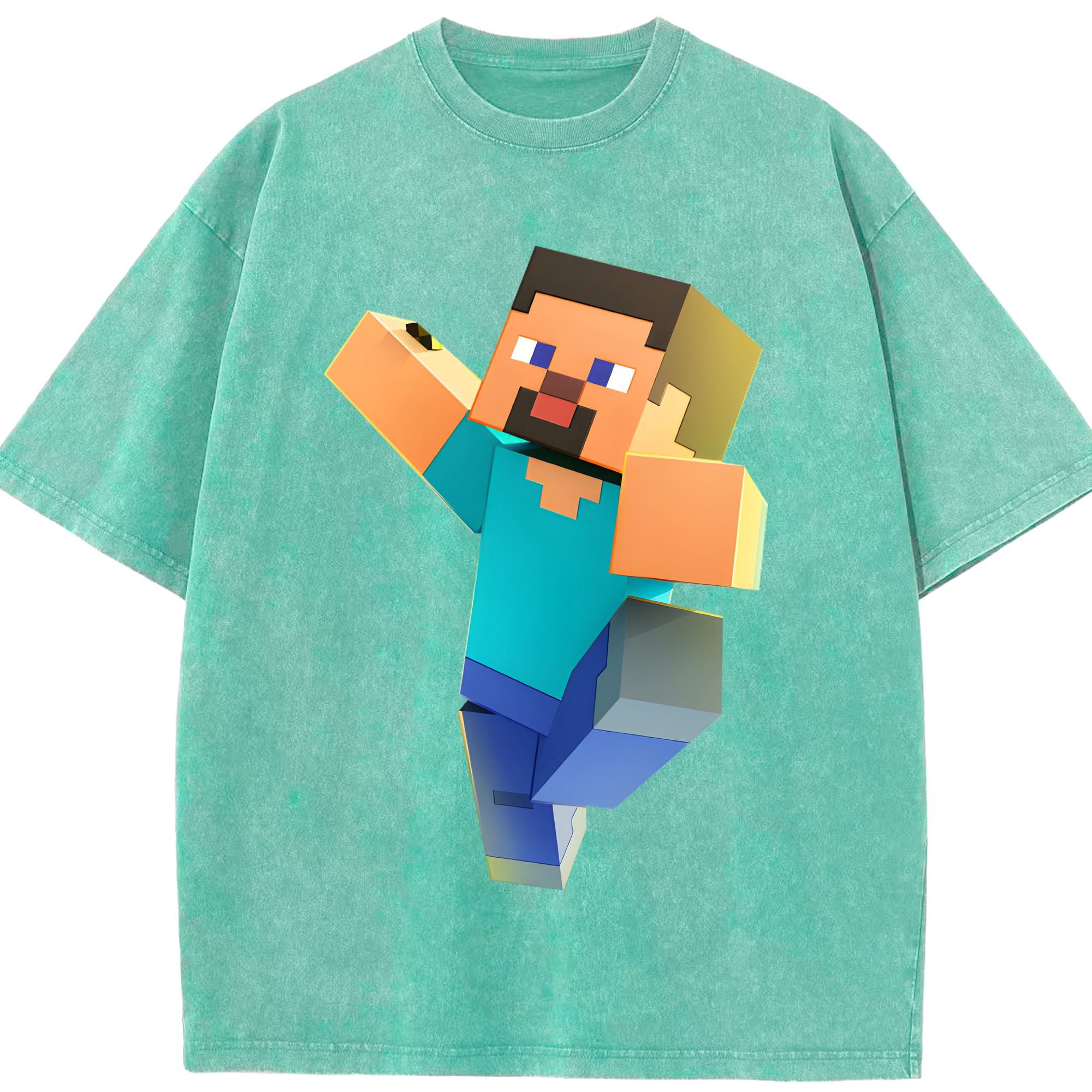 （画像用） マインクラフト ブロックの世界 Minecraft MC Block world 綿100% ヴィンテージ風 半袖Tシャツ（フロントプリント）